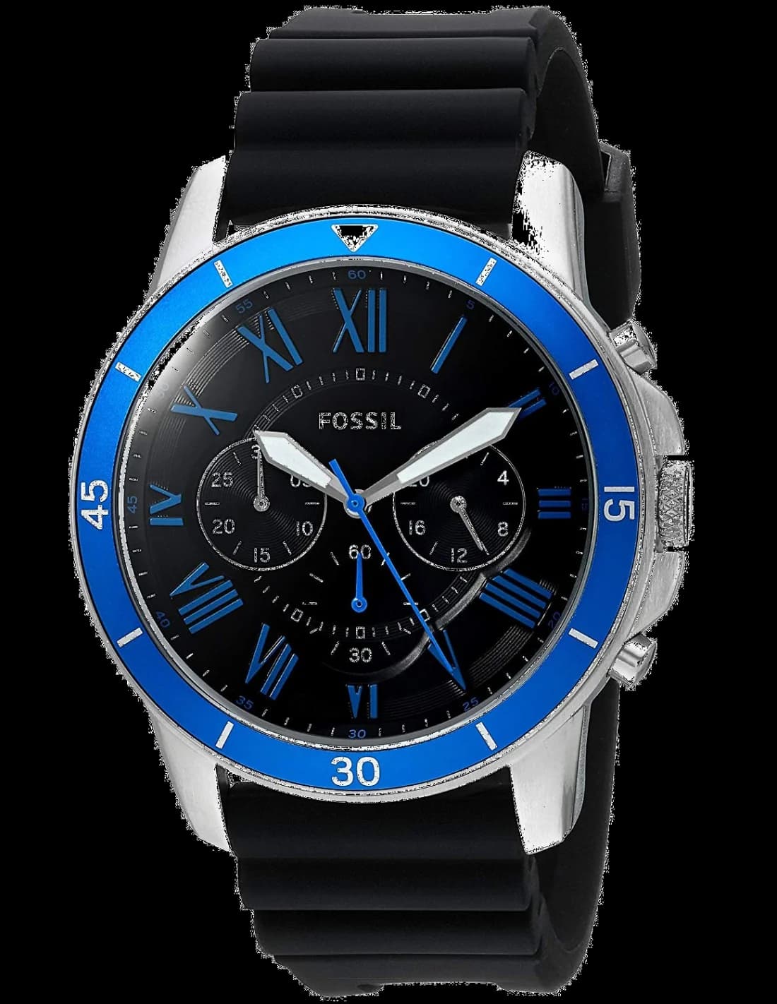 Montre Fossil FS5300 avec cadran noir soleillé et index argentés, style classique et élégant