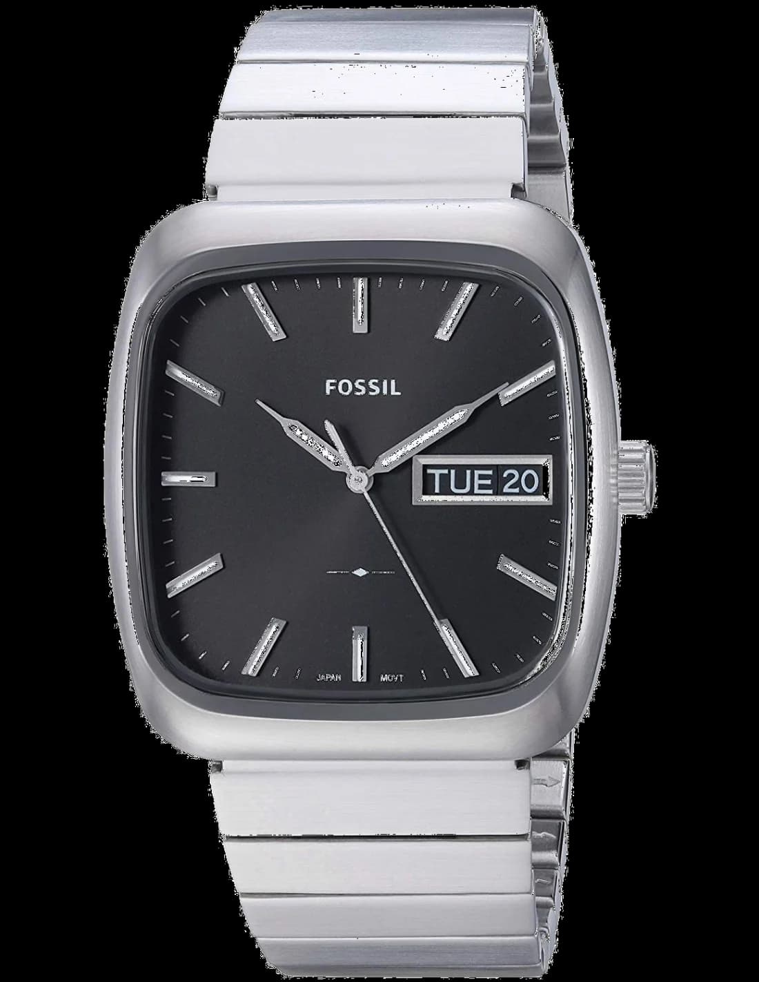 Montre Fossil FS5331 avec cadran argenté et aiguilles lumineuses, style classique et moderne
