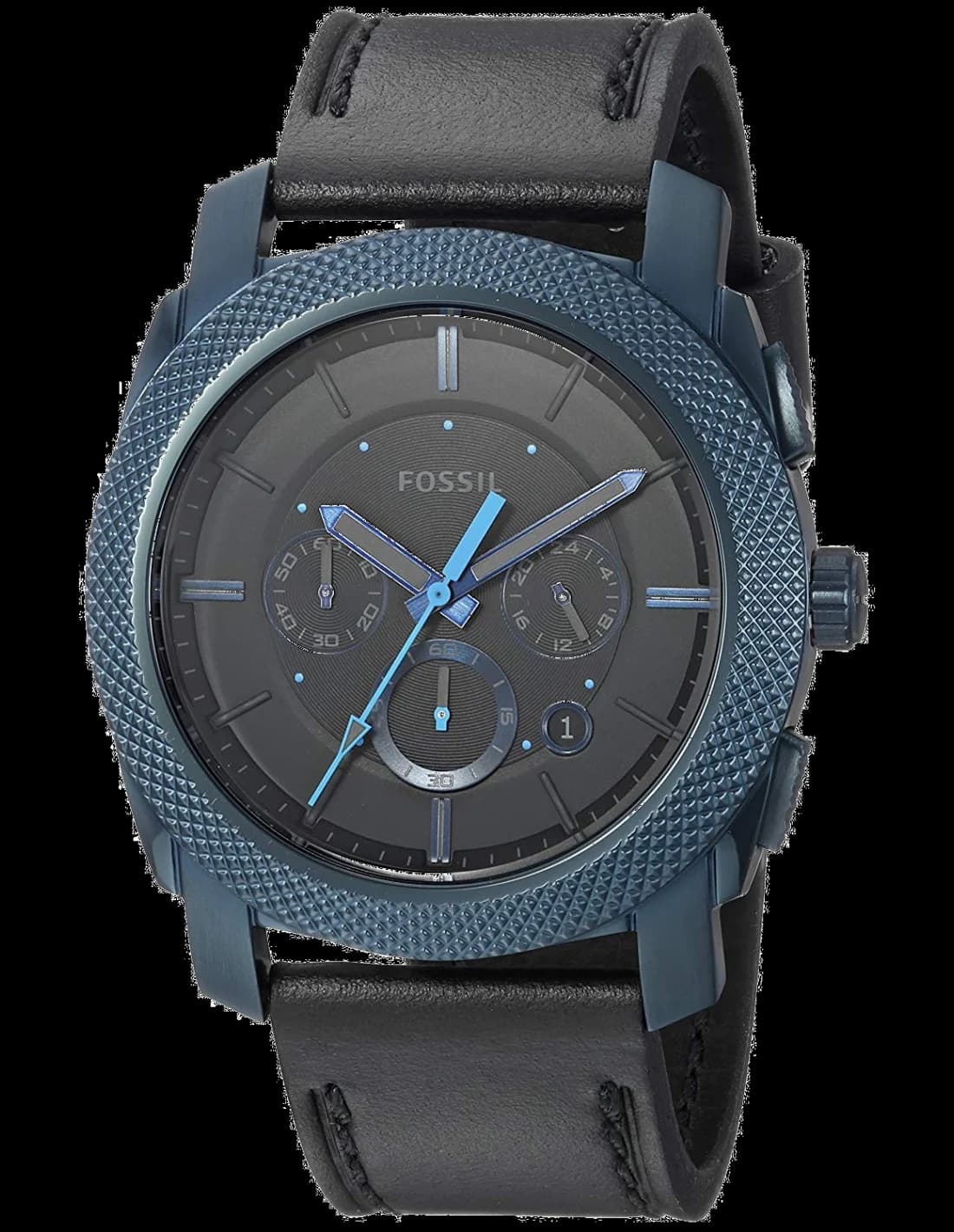 Montre Fossil FS5361 avec cadran noir soleil, index appliqués et aiguilles argentées, style classique et moderne
