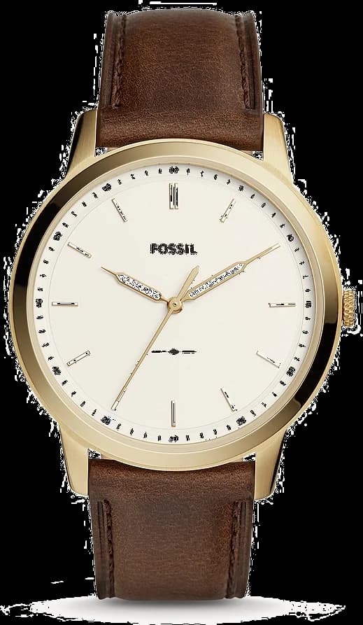 Montre Fossil FS5397 avec cadran blanc classique et index noirs, aiguilles argentées, style sobre et élégant