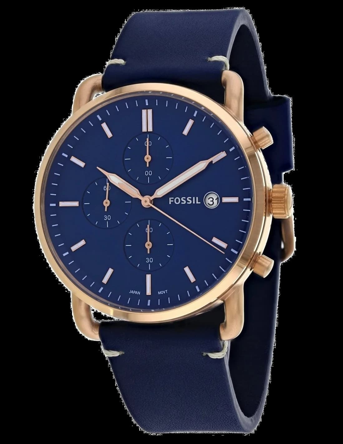 Montre Fossil FS5404 au cadran noir texturé avec aiguilles argentées et index bâtons pour un style classique