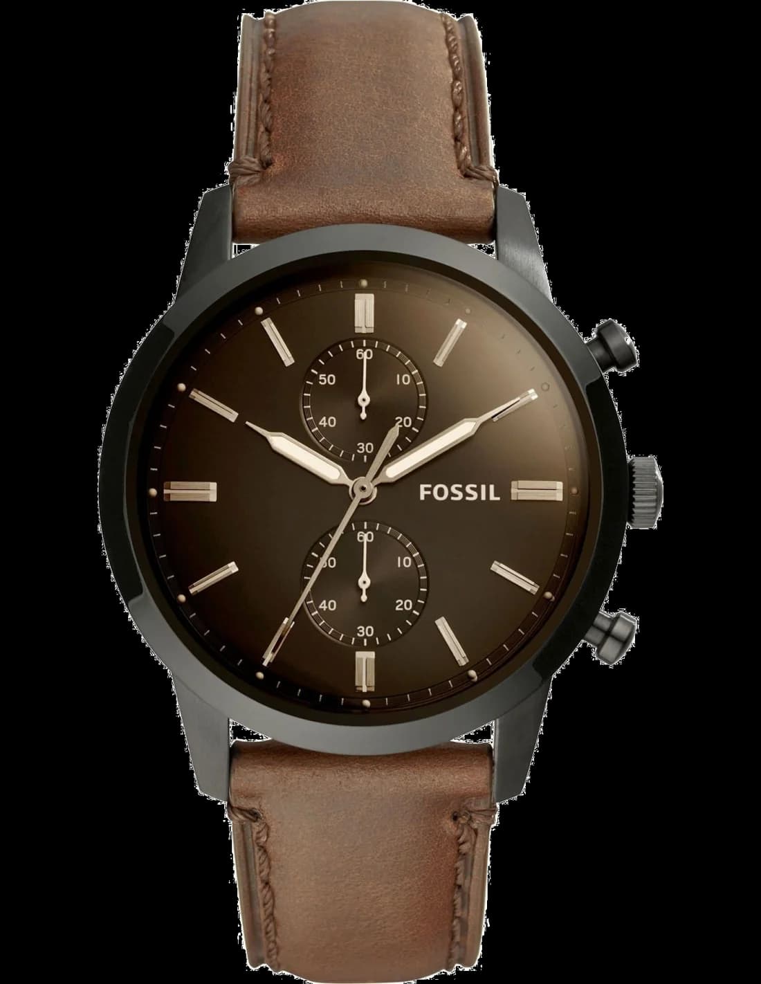 Montre Fossil FS5437 en acier brossé, cadran gris soleillé avec index bâtons et date à 3h