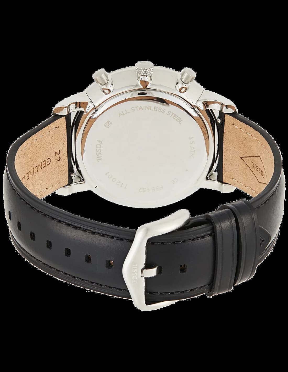 Bracelet Fossil FS5452 en cuir brun cousu ton sur ton, boucle ardillon en acier inoxydable brossé