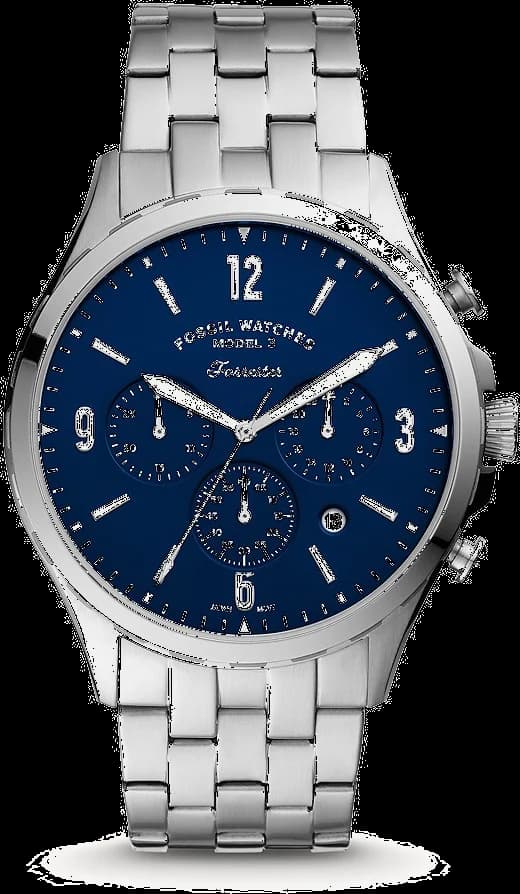 Montre Fossil FS5605 avec cadran argenté et index bâtons, style classique et sportif