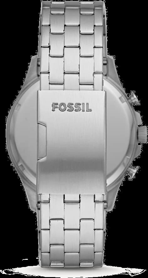 Cadran Fossil FS5605 affichant trois compteurs, aiguilles luminescentes et guichet date à 4h30