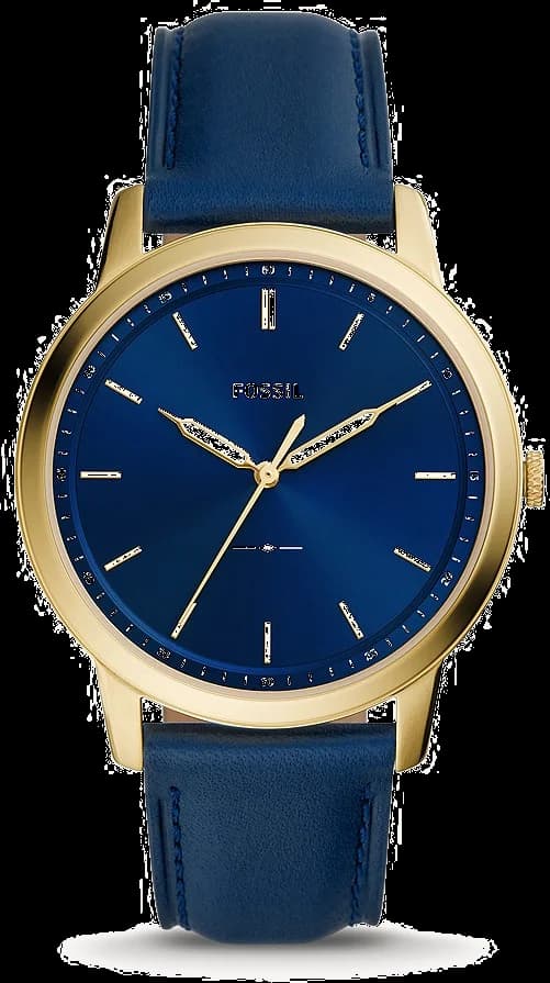 Montre Fossil FS5789 au cadran bleu marine minimaliste avec aiguilles argentées, style épuré et moderne