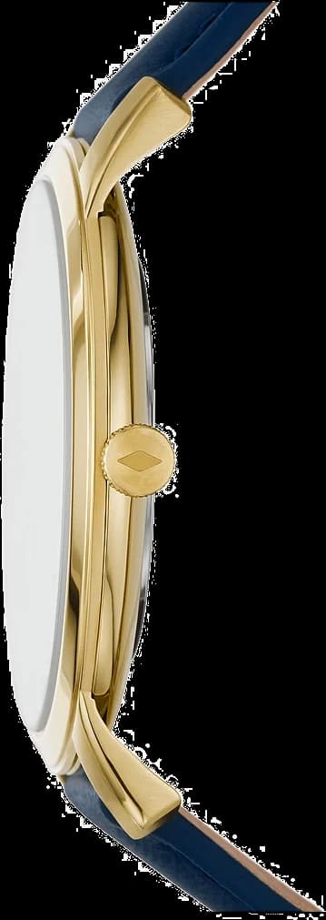 Bracelet Fossil FS5789 en cuir marine cousu, boucle ardillon argent, confortable et élégant