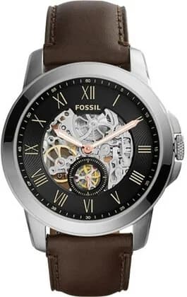 Montre Fossil ME3095 avec cadran cuir brun et aiguilles dorées, style classique et élégant