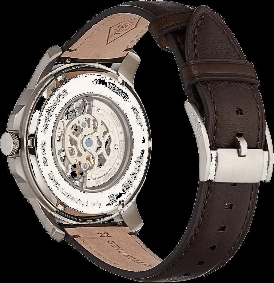Bracelet Fossil ME3095 en cuir brun cousu main, boucle ardillon en acier inoxydable brossé