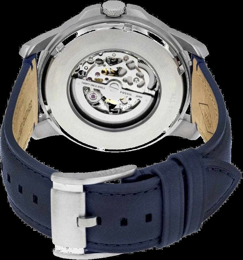 Montre Fossil ME3111 Automatique en Acier et Cuir Bleu vue 3