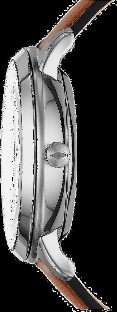 Bracelet Fossil ME3160 en cuir marron cousu, boucle ardillon classique, surpiqûres ton sur ton