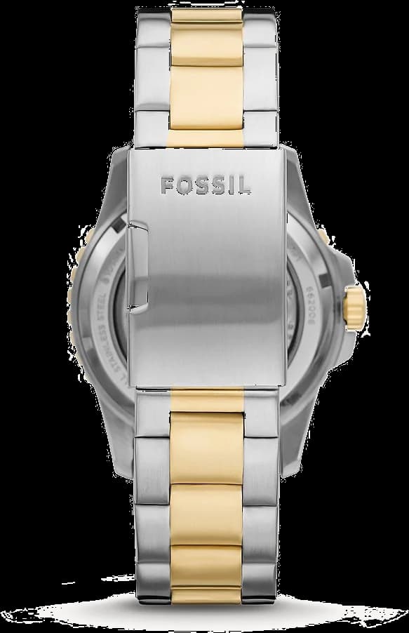 Bracelet Fossil ME3191 acier inoxydable bicolore avec maillons alternés or et argent, fermoir déployant