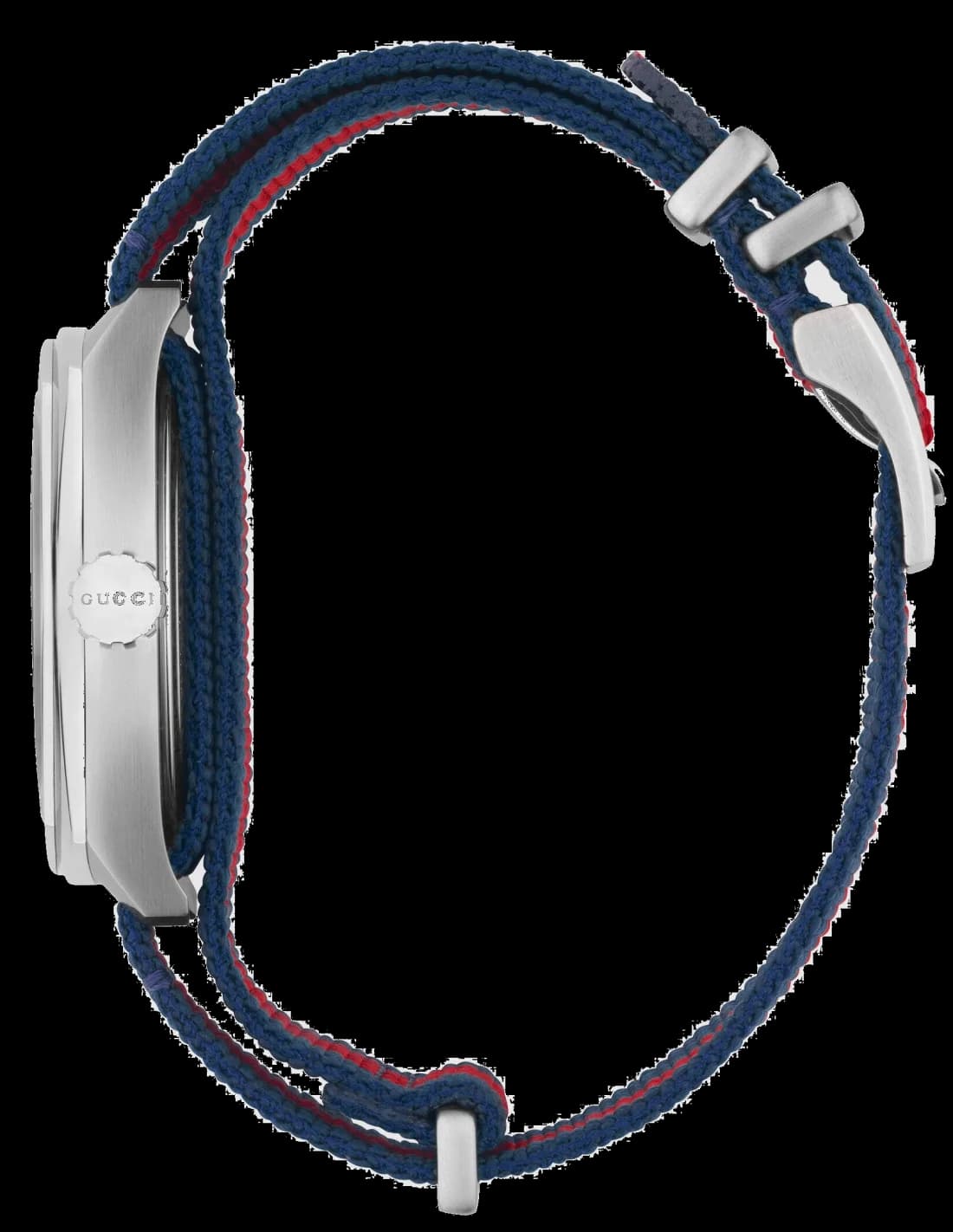 Montre Homme Gucci YA142304 Bracelet nylon bleu et rouge vue 2