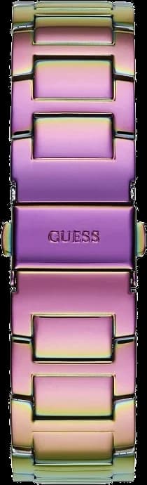 Bracelet Guess GW0044L1 en cuir violet avec surpiqûres contrastantes et boucle ardillon argentée