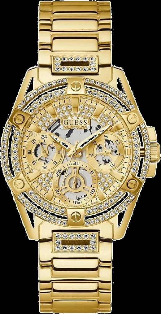 Montre Guess GW0464L2 en acier doré avec cadran orné de cristaux scintillants, style élégant