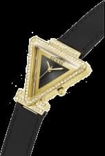 Bracelet Guess GW0504L5 en cuir noir avec boucle ardillon, finition lisse et contrastes dorés, confortable