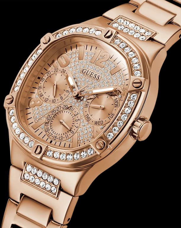 Bracelet Guess GW0558L3 en acier or rose maillé souple et fermoir déployant