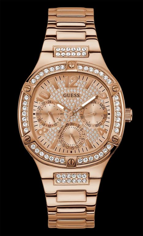 Montre Femme Guess Duchess GW0558L3 bracelet acier or rose boitier orné de strass