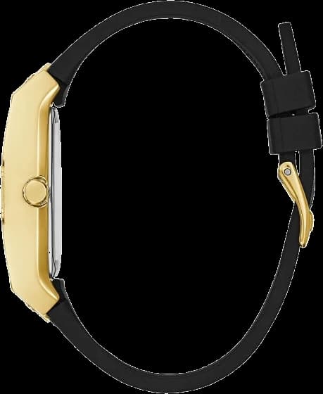 Cadran Guess GW0105L2 au motif soleil, index dorés et aiguilles luminescentes, date à 3h