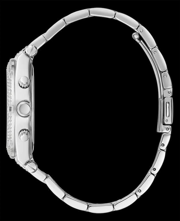 Boîtier Guess GW0440L1 en acier argent poli de 38mm avec lunette sertie de strass, éclatant