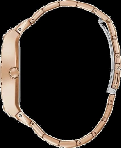 Cadran Guess GW0104L3 avec index dorés, aiguilles fines et date à 3h, design féminin