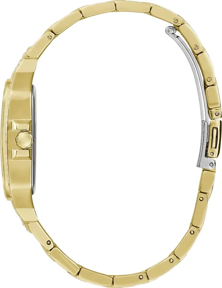 Cadran Guess GW0472L2 multifonction avec index dorés, aiguilles fines, compteurs et strass