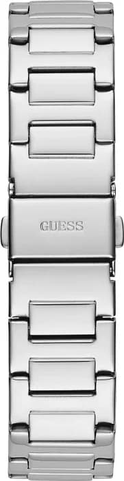 Cadran Guess GW0558L1 blanc nacré avec index bâtons dorés, aiguilles fines et date à 3h