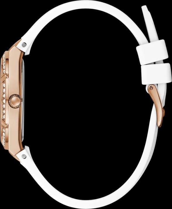 Bracelet Guess GW0034L2 en silicone blanc et or rose, souple et confortable au poignet