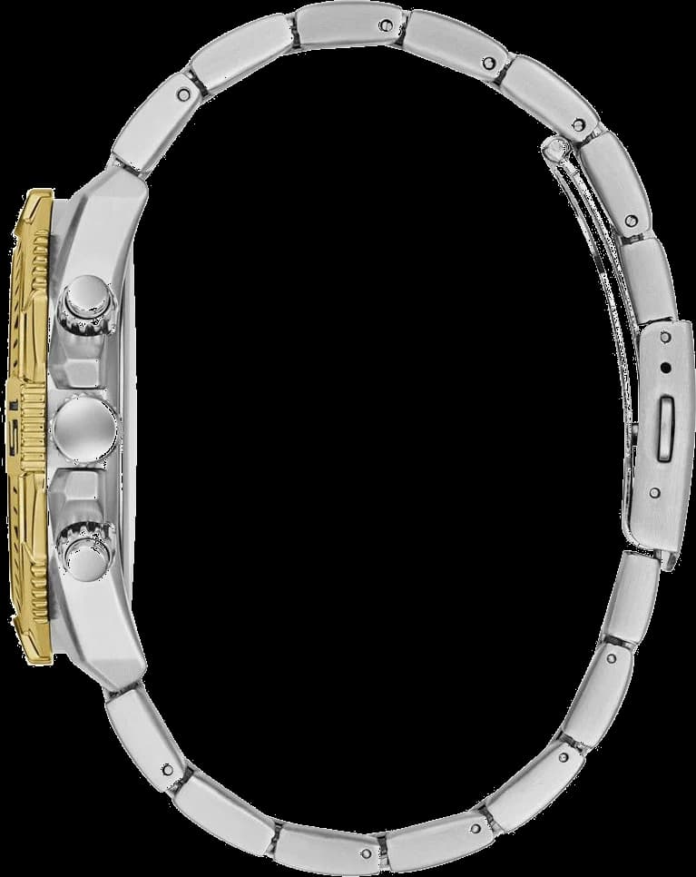Cadran Guess GW0056G4 affiche des index bâtons argentés et un guichet date à 4h30 pour une lisibilité optimale