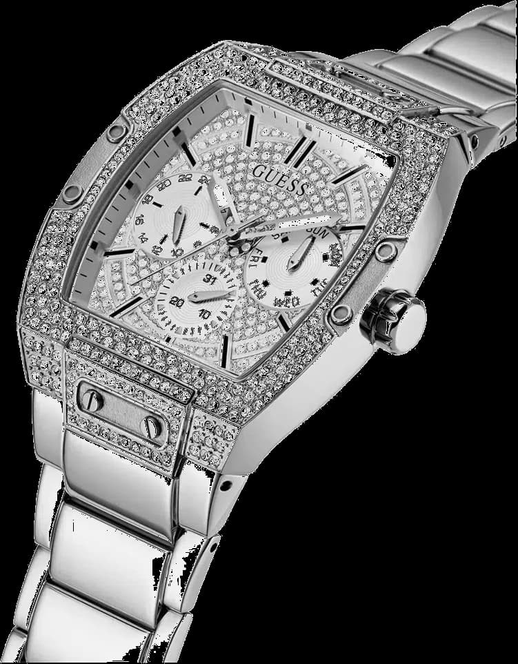 Bracelet Guess GW0094G1 en acier inoxydable argenté, maillons larges, fermoir déployant sécurisé et ajustable