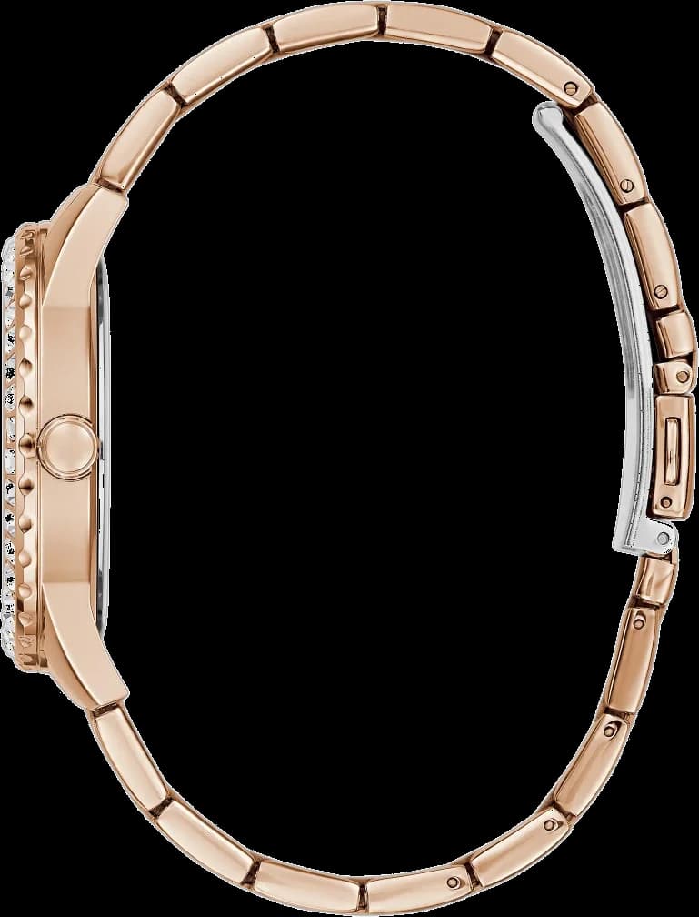 Cadran Guess GW0111L3 au cadran nacre noir avec index dorés et aiguilles luminescentes, style élégant