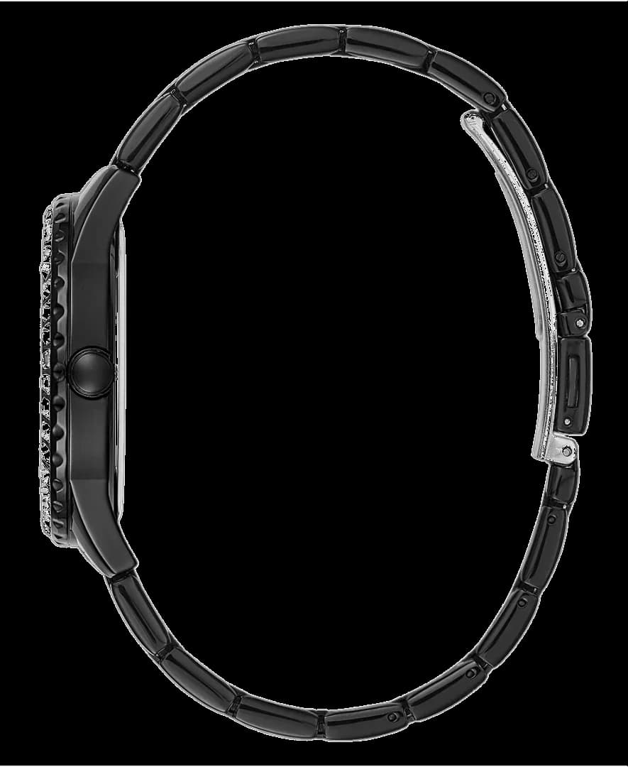 Cadran Guess GW0111L4 orné de strass sur la lunette et d'index à strass, aiguilles en acier