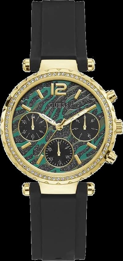 Montre Guess GW0113L1 au cadran vert soleil, boîtier doré, style chic et moderne