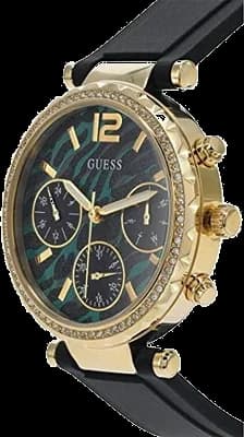 Cadran Guess GW0113L1 vert avec index dorés, aiguilles lumineuses, date à 3h