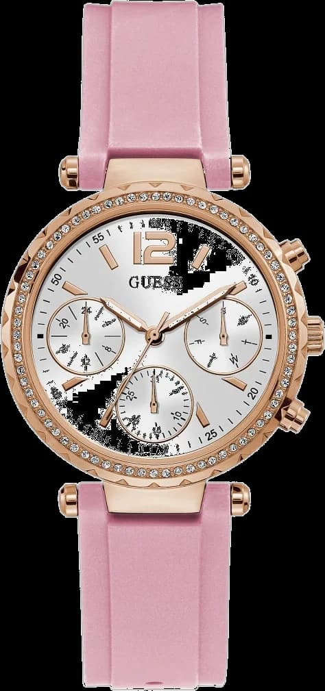 Montre Guess GW0113L4 au cadran blanc nacré et index dorés, style chic et féminin
