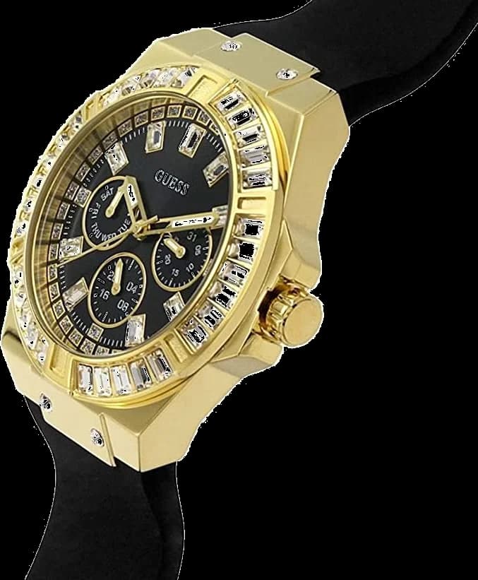 Cadran Guess GW0118L1 aux index bâtons dorés, aiguilles luminescentes et date à 3h