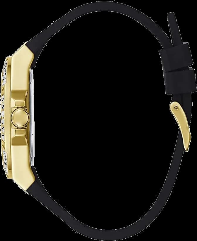 Bracelet Guess GW0118L1 en silicone noir texturé, fermoir boucle ardillon, confortable et sportif