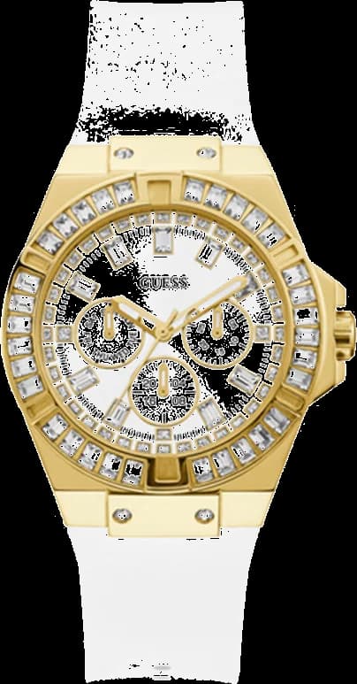 Montre Femme Guess Venus GW0118L5 Cadran Blanc Cristaux et Silicone Blanc