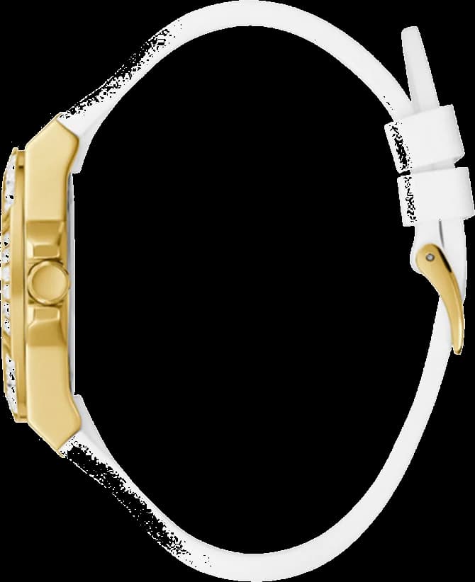 Cadran Guess GW0118L5 avec index cristaux et aiguilles dorées, finition brillante