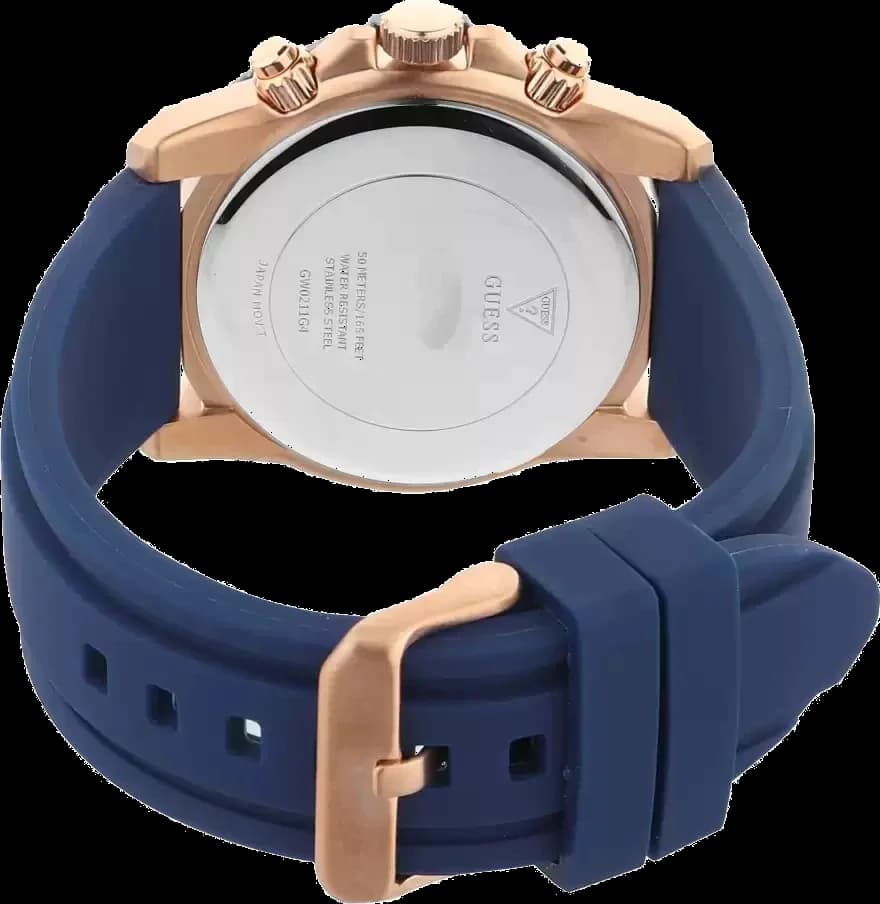 Bracelet Guess GW0211G4 en silicone bleu texturé, fermoir à ardillon, confortable