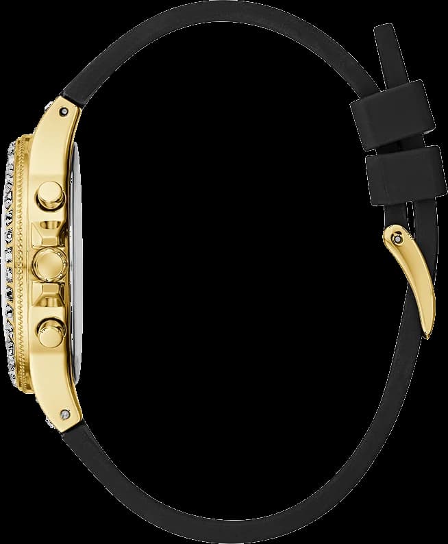 Bracelet Guess GW0257L1G en silicone noir flexible, fermoir boucle ardillon, confortable au poignet