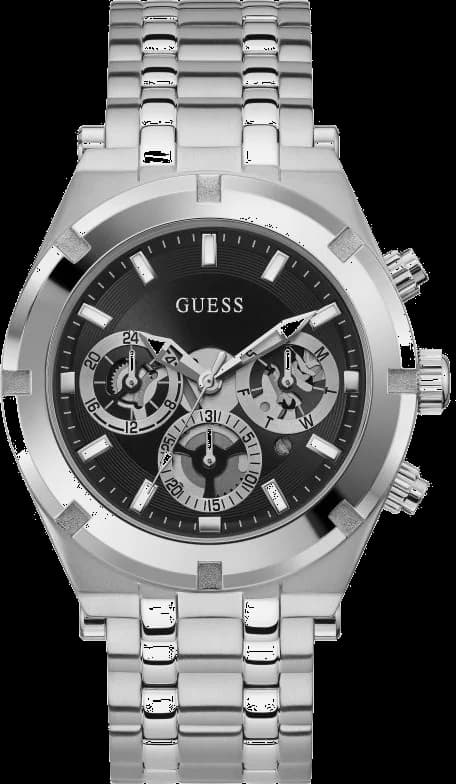 Montre Guess GW0260G1 avec cadran noir multifonction et boîtier acier brossé