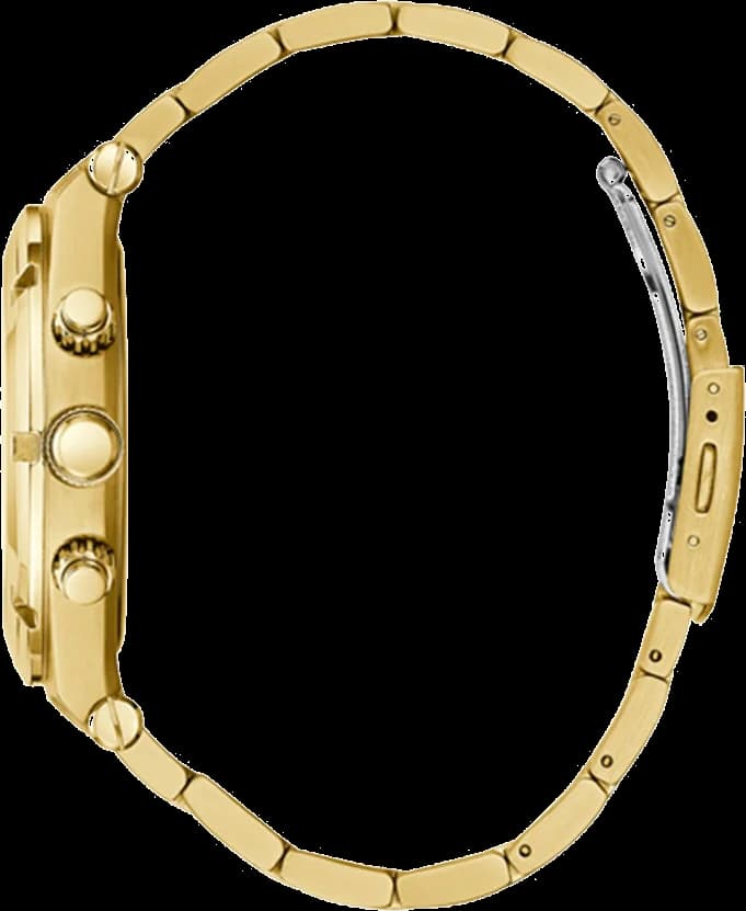 Cadran Guess GW0260G2 noir avec index dorés et aiguilles luminescentes, date à 3h pour une lecture précise