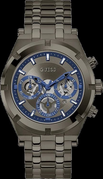 Montre Guess GW0260G3 au cadran gunmetal avec index et aiguilles argentés, style contemporain et robuste