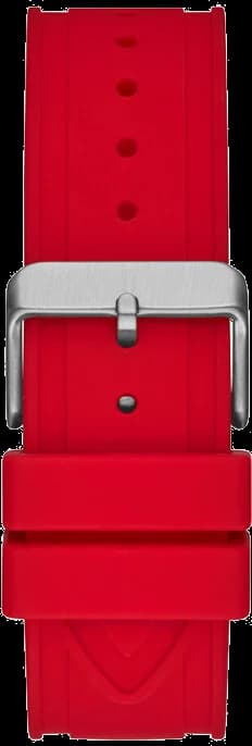 Bracelet Guess GW0263G3 en silicone rouge texturé, boucle ardillon argentée, ajustable et confortable