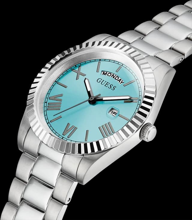 Bracelet Guess GW0265G11 acier inoxydable argenté, maillons polis et satinés, fermoir déployant double sécurité