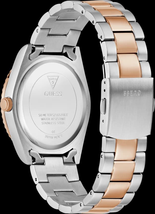 Bracelet Guess GW0265G13 acier et or avec fermoir déployant, maillons alternés bicolores