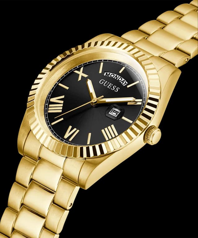 Bracelet Guess GW0265G3 en acier doré, maillons polis et boucle déployante signée Guess