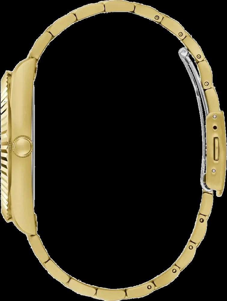 Boîtier Guess GW0265G3 en acier doré, lunette lisse et verre minéral, profil fin et élégant