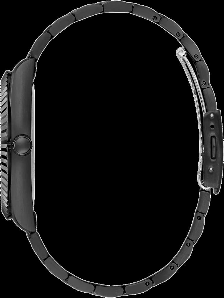 Bracelet Guess GW0265G4 en acier noir avec maillons polis et satinés, fermoir déployant double sécurité
